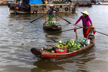 Boats on the river in the Mekong Delta