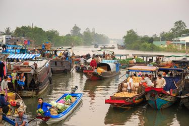 Floating market in the Mekong Delta